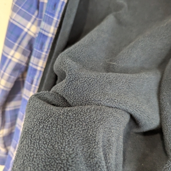 LL Bean Shirt Jacket Size XS Women Purple Plaid Fleece Lined Shacket Oversized - Picture 11 of 14